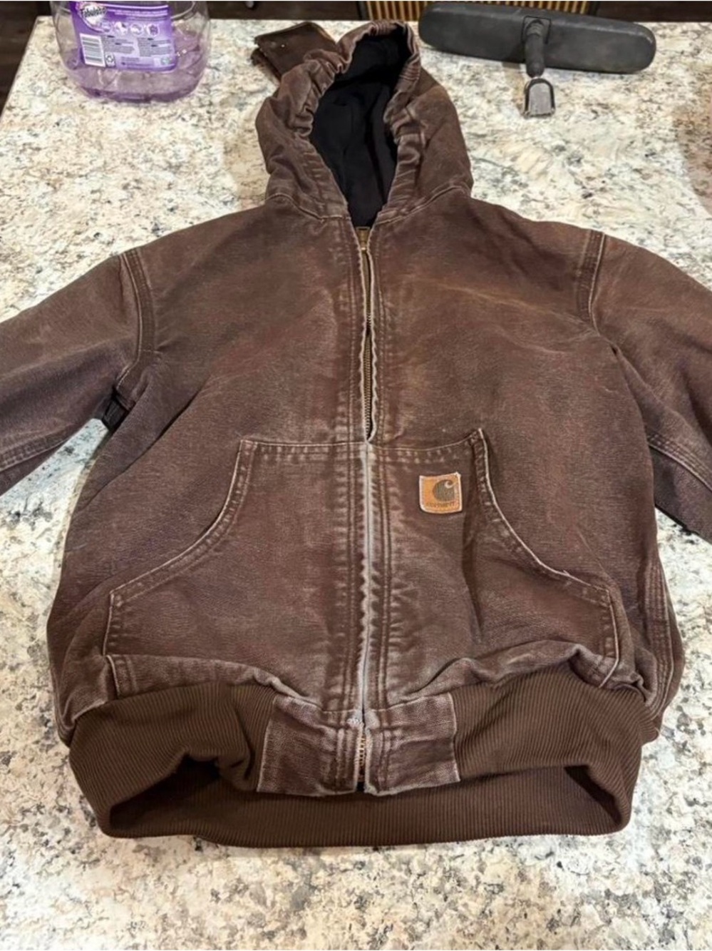 Carhartt Brown Hooded Work Coat Jacket